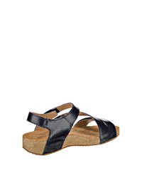 dunkelblaue flache Sandalen aus Leder von Josef Seibel