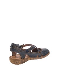 dunkelblaue flache Sandalen aus Leder von Josef Seibel