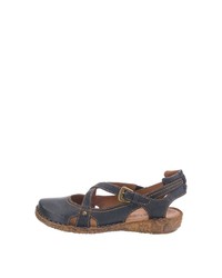 dunkelblaue flache Sandalen aus Leder von Josef Seibel