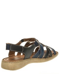 dunkelblaue flache Sandalen aus Leder von Josef Seibel