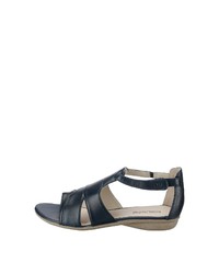 dunkelblaue flache Sandalen aus Leder von Josef Seibel