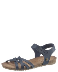 dunkelblaue flache Sandalen aus Leder von Mustang Shoes