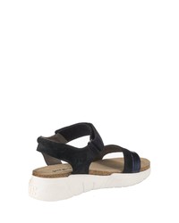 dunkelblaue flache Sandalen aus Leder von Paul Green