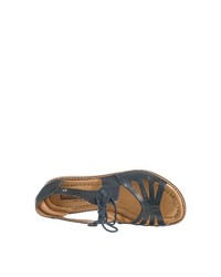 dunkelblaue flache Sandalen aus Leder von PIKOLINOS