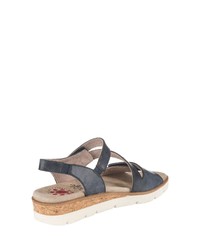 dunkelblaue flache Sandalen aus Leder von Relife