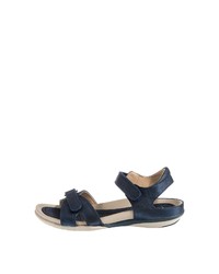 dunkelblaue flache Sandalen aus Leder von Rieker