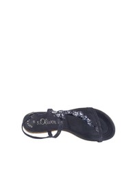 dunkelblaue flache Sandalen aus Leder von s.Oliver