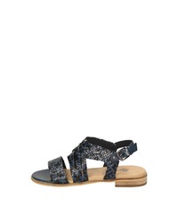 dunkelblaue flache Sandalen aus Leder von Sioux