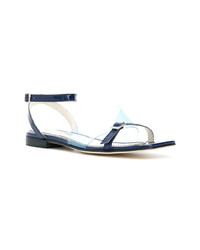 dunkelblaue flache Sandalen aus Leder von Nicole Saldaña