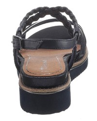 dunkelblaue flache Sandalen aus Leder von Tamaris
