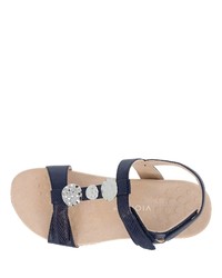 dunkelblaue flache Sandalen aus Leder von Vionic