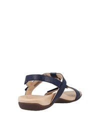 dunkelblaue flache Sandalen aus Leder von Vionic