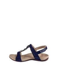 dunkelblaue flache Sandalen aus Leder von Vionic