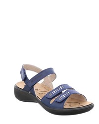 dunkelblaue flache Sandalen aus Segeltuch von Romika