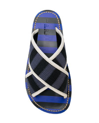 dunkelblaue flache Sandalen aus Segeltuch von Marni