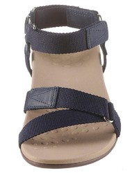 dunkelblaue flache Sandalen aus Segeltuch von Vionic