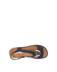 dunkelblaue flache Sandalen aus Wildleder von Jenny