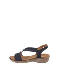 dunkelblaue flache Sandalen aus Wildleder von Jenny