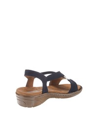 dunkelblaue flache Sandalen aus Wildleder von Jenny