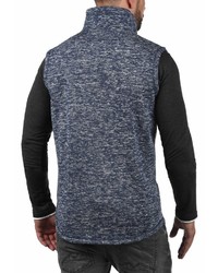 dunkelblaue Fleece-ärmellose Jacke von Solid