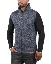 dunkelblaue Fleece-ärmellose Jacke von Solid