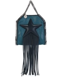 dunkelblaue Shopper Tasche mit Fransen von Stella McCartney