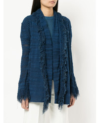 dunkelblaue Strickjacke mit einer offenen Front mit Fransen von Onefifteen