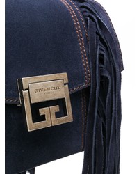 dunkelblaue Wildleder Umhängetasche mit Fransen von Givenchy