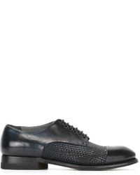 dunkelblaue geflochtene Leder Derby Schuhe von Silvano Sassetti