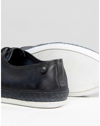 dunkelblaue geflochtene Leder Derby Schuhe von Base London