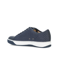 dunkelblaue geflochtene Leder niedrige Sneakers von Lanvin