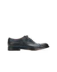 dunkelblaue geflochtene Leder Oxford Schuhe