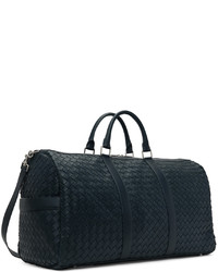 dunkelblaue geflochtene Leder Reisetasche von Bottega Veneta