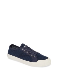 dunkelblaue geflochtene niedrige Sneakers