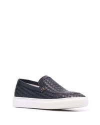 dunkelblaue geflochtene Slip-On Sneakers aus Leder von Doucal's