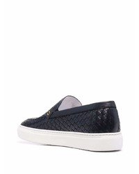 dunkelblaue geflochtene Slip-On Sneakers aus Leder von Doucal's