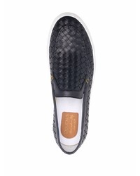 dunkelblaue geflochtene Slip-On Sneakers aus Leder von Doucal's