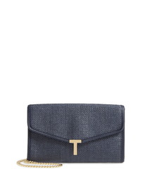 dunkelblaue geflochtene Stroh Clutch