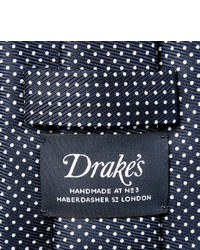 dunkelblaue gepunktete Krawatte von Drakes