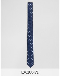 dunkelblaue gepunktete Krawatte von Reclaimed Vintage