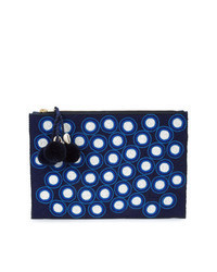 dunkelblaue gepunktete Segeltuch Clutch