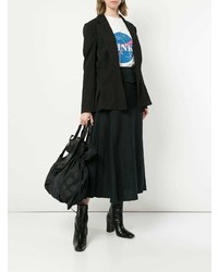 dunkelblaue gepunktete Shopper Tasche aus Leder von Y's