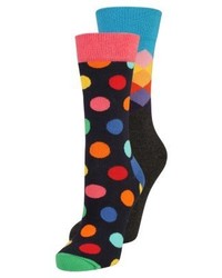 dunkelblaue gepunktete Socken von Happy Socks
