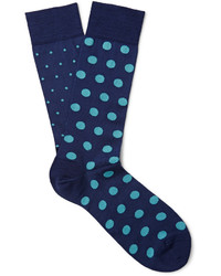 dunkelblaue gepunktete Socken