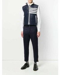 dunkelblaue gesteppte ärmellose Jacke von Thom Browne