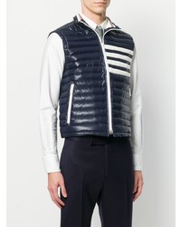 dunkelblaue gesteppte ärmellose Jacke von Thom Browne