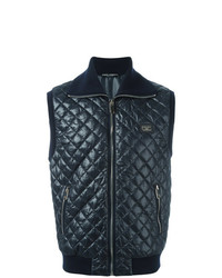 dunkelblaue gesteppte ärmellose Jacke von Dolce & Gabbana
