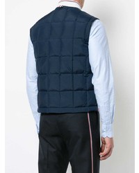 dunkelblaue gesteppte ärmellose Jacke von Thom Browne