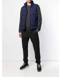 dunkelblaue gesteppte ärmellose Jacke von Stone Island