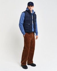 dunkelblaue gesteppte ärmellose Jacke von Gant